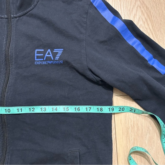 Armani EA7 Black Blue Striped Full-Zip Track Jacket Medium - Picture 5 of 6